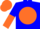Silk - French blue, black 'sgf' on orange ball, black band on french blue and orange halved sleeves, orange cap
