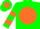 Silk - Forest green, orange ball, orange bars on sleeves