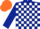 Silk - Dark Blue and White check, Dark Blue sleeves, Orange cap