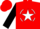 Silk - Red, black 's' in white star circle, red chevrons and white star on black slvs, red cap