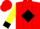 Silk - Red, red 'jk' in yellow diamond, black diamond stripe and cuffs on yellow sleeves