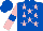 Silk - Royal blue, pink stars, pink sleeves, royal blue armlets