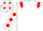 Silk - White, red epaulets, white sleeves, red spots, white cap, red spots