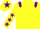 Silk - Yellow, purple epaulettes, yellow sleeves, purple stars, yellow cap, purple star