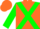 Silk - Orange, green cross sash, green blocks on sleeves