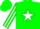 Silk - Green, green 'm/r' on white star, white diamond stripe on sleeves, green cap