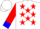 Silk - White, red stars, blue cuffs on red sleeves
