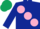 Silk - Dark Blue, large Pink spots, dark green cap