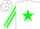 Silk - White, green star of david and horseshoe, green star of david stripe on sleeves