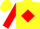 Silk - Yellow, red 'm' in red diamond, yellow and red diamond sleeves, yellow cap
