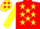 Silk - Red, red 'h' on yellow crest, yellow stars on red crest on yellow sleeves