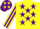 Silk - Yellow, Purple stars, Yellow and Purple striped sleeves