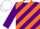 Silk - Purple and orange diagonal stripes, white collar andsleeves, orangeandwhite qtd cap, purple peak