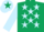 Silk - Dark green, light blue stars and sleeves, light blue cap, dark green star