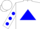 Silk - White, blue triangle, blue spots on sleeves