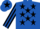 Silk - Royal Blue, Black stars, Black and Royal Blue striped sleeves, Royal Blue cap, Black star