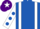 Silk - Royal blue, white braces, white sleeves, royal blue spots, purple cap, white star