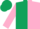 Silk - DARK GREEN and PINK (halved), PINK sleeves, DARK GREEN cap