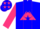 Silk - Blue, hot pink triangle panel, blue stars on hot pink sleeves