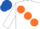 Silk - White, large Orange spots, Royal Blue cap
