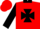Silk - Red, black maltese cross, collar and sleeves, red cap, black peak