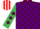 Silk - Maroon and purple check, emerald green sleeves, maroon diamonds, red and white striped cap
