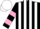 Silk - Black and white stripes, white sleeves, pink hoop, white cap