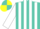 Silk - Turquoise, yellow and white stripes, white sleeves, turquoise and yellow quartered cap