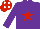 Silk - Purple, red star, red cap, white diamonds