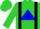 Silk - Lime, blue triangle, black braces, lime cap