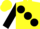 Silk - Yellow, large black spots, black blocks on sleeves