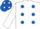 Silk - White, Royal Blue spots, White sleeves, Royal Blue cap, White spots