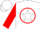 Silk - White, red 'm' in red star frame in red star circle, white 'csm' in white star stripe on red slvs, white cap