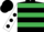 Silk - Black, emerald green hoops, white sleeves, black spots