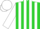 Silk - Lime green, dark green blocks front  & back, white stripes on sleeves, matching cap
