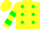 Silk - Yellow, green dots, green bars on sleeves, yellow cap