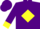 Silk - Purple, white 'p' on yellow diamond, yellow cuffs