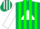 Silk - Dark green, white triangle, green stripes on white sleeves