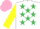 Silk - White, emerald green stars, yellow sleeves, pink cap