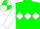 Silk - Green body, white triple diamond, white arms, white cap, green quartered