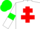 Silk - White, red cross of lorraine, white arms, green armlets, green cap