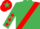 Silk - Emerald green, red sash, red stars on sleeves, red cap, emerald green star