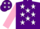 Silk - Purple, white stars, pink sleeves, mauve cap, white stars