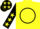 Silk - Yellow, black circle and 'l', black sleeves, yellow stars