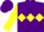 Silk - Purple, yellow diamond belt, purple bars on yellow sleeves, purple cap