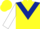 Silk - Yellow, dark blue chevron, white sleeves, yellow cap