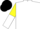 Silk - White, black horse emblem on yellow shield, yellow and white vertically halved sleeves, black cap