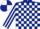 Silk - Dark blue and white check, striped sleeves, quartered cap