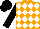 Silk - Orange and white diamonds, black sleeves and cap