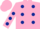 Silk - Pink, Dark Blue spots.